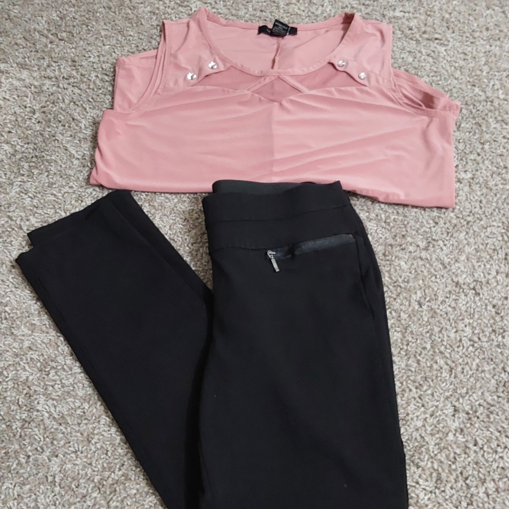 Dress clothes Shirt size L dress black pants size M